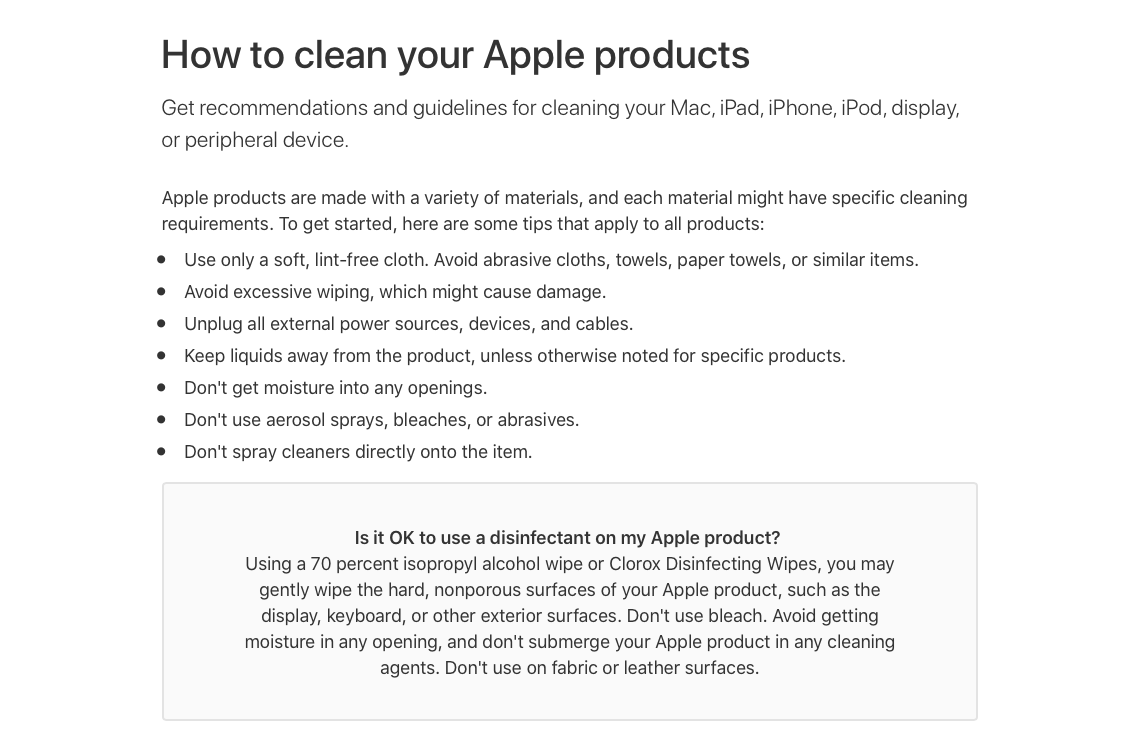 clean apple product