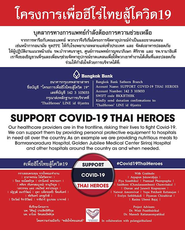 โครงการเพื่อฮีโร่ไทยสู้โควิด 19