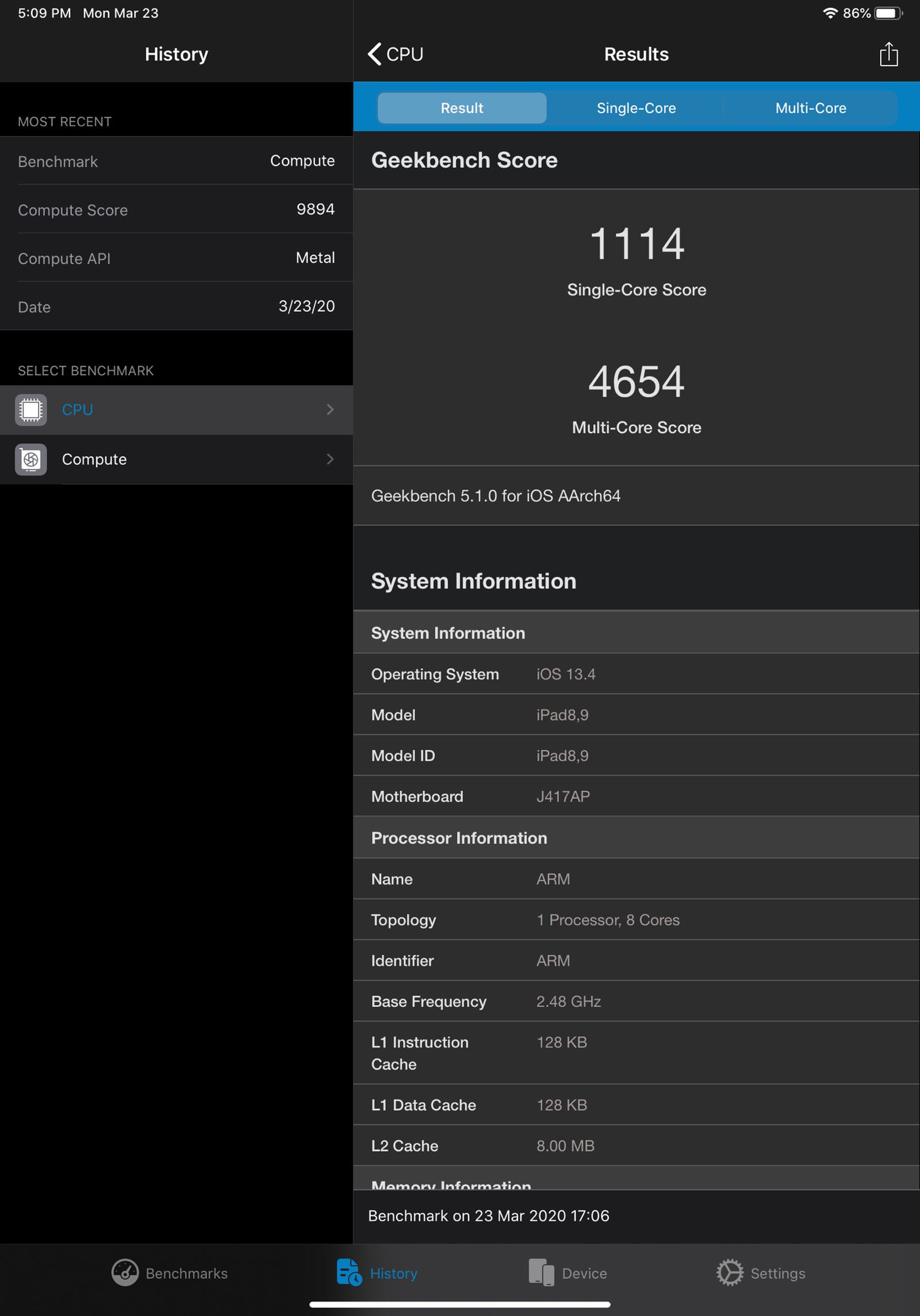 iPad pro geekbench