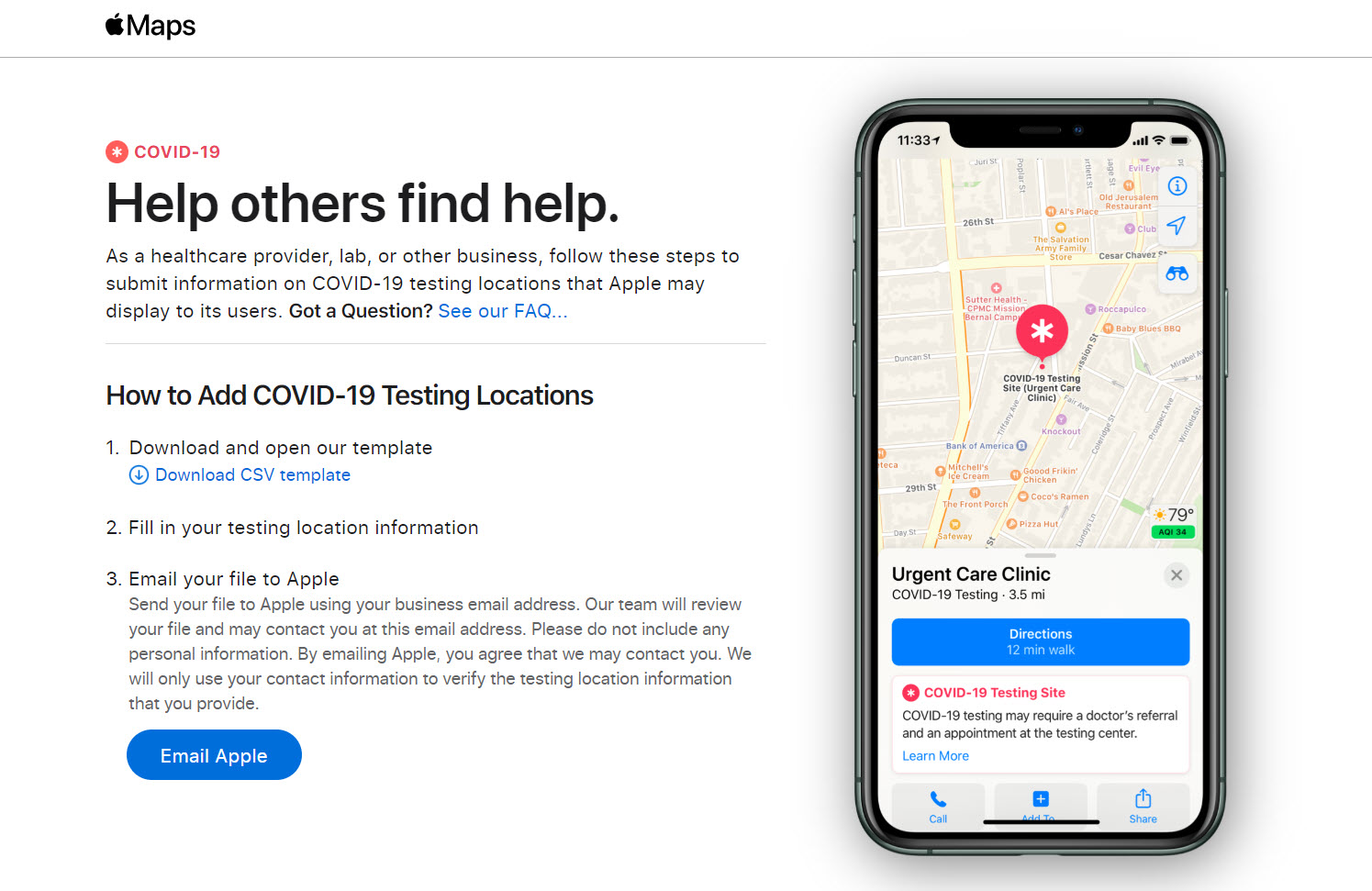 Apple Maps COVID-19