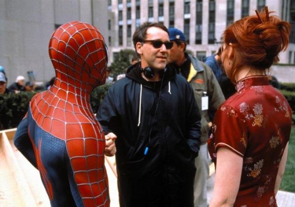 Sam Raimi ในกองถ่าย Spider-Man ภาคแรก (2002)