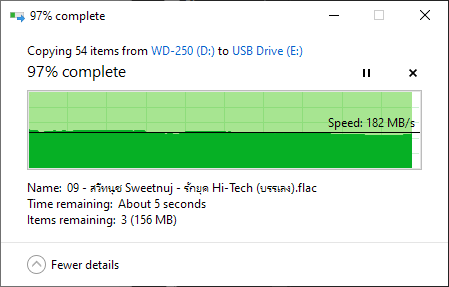 ความเร็วในการก็อปปี้ไฟล์บน Kingston Canvas React Plus ผ่าน MobileLite Plus microSD Reader