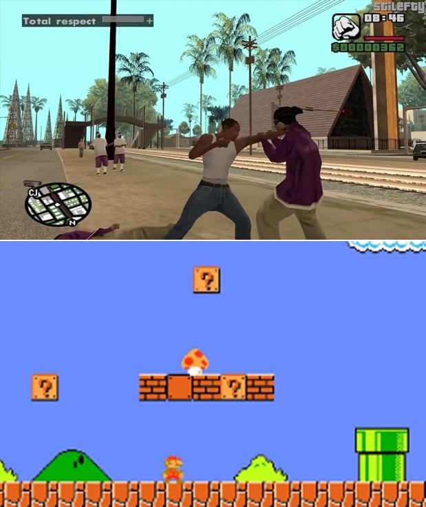 GTA, Super Mario