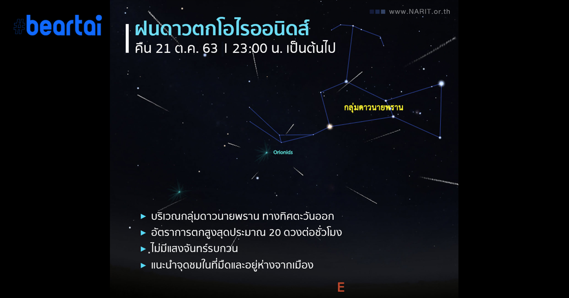 เวียนมาอีกครั้งกับ ‘ฝนดาวตกโอไรออนิดส์’ นอนชมคืนนี้ (21 ต.ค.63) จนถึงรุ่งเช้า