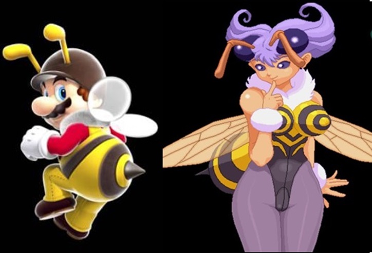 Bee Mario จากเกม Super Mario Galaxy กับ Q-Bee จากเกม Vampire Savior The Lord of Vampire