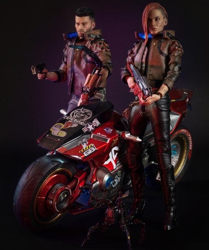 PureArts Cyberpunk 2077 V Male & Female 1/6 Scale Limited Edition Figure Set With Yaiba Kusanagi Sportbike