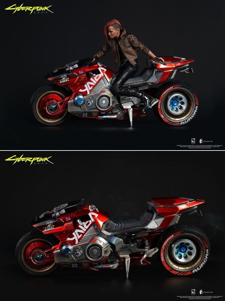 PureArts Cyberpunk 2077 V Male & Female 1/6 Scale Limited Edition Figure Set With Yaiba Kusanagi Sportbike