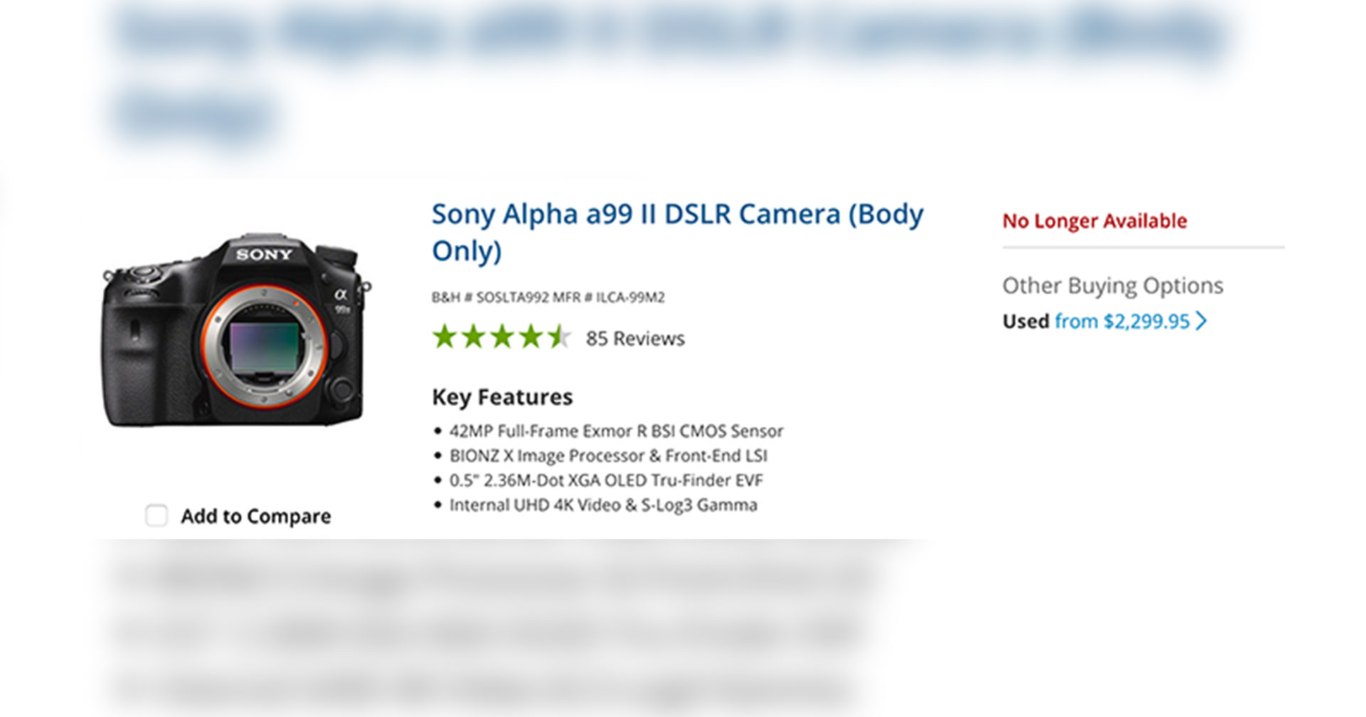 จุดจบ A-mount มาถึงแล้ว… Sony ถอดกล้อง A99ii, A77ii ออกจากหน้าเว็บไซต์