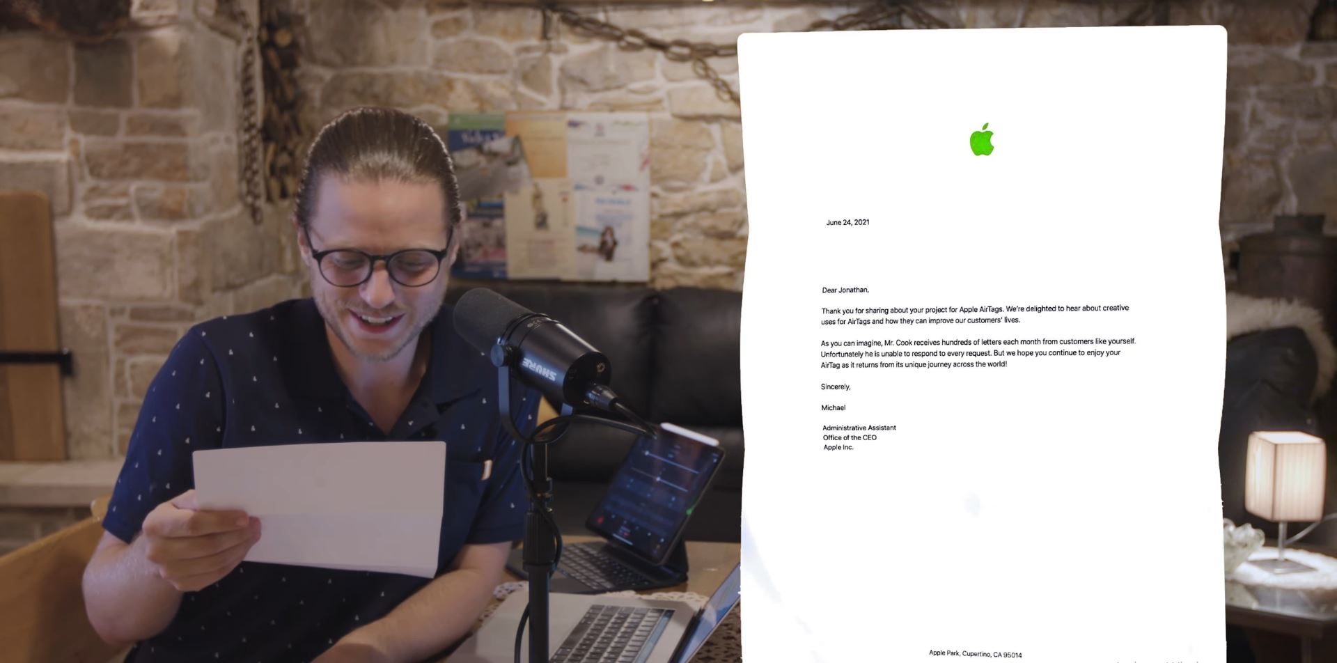 ยูทูบเบอร์ส่ง AirTag ไปหา ทิม คุก และได้รับ AirTag คืนพร้อมจดหมายแนบจาก Apple!