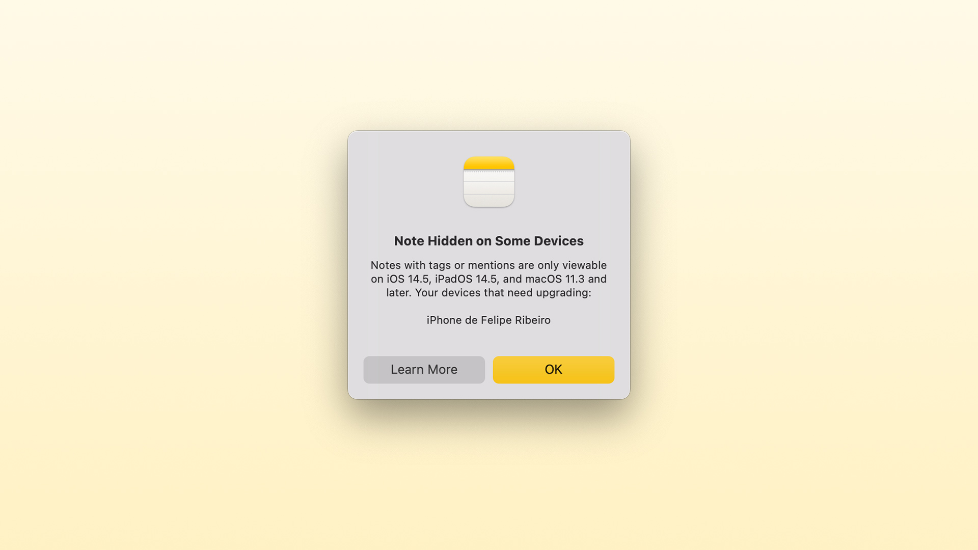 โน้ตที่สร้างบน iOS 15 และ macOS 12 เวอร์ชันทดสอบ อาจใช้ไม่ได้กับเวอร์ชันก่อนหน้า