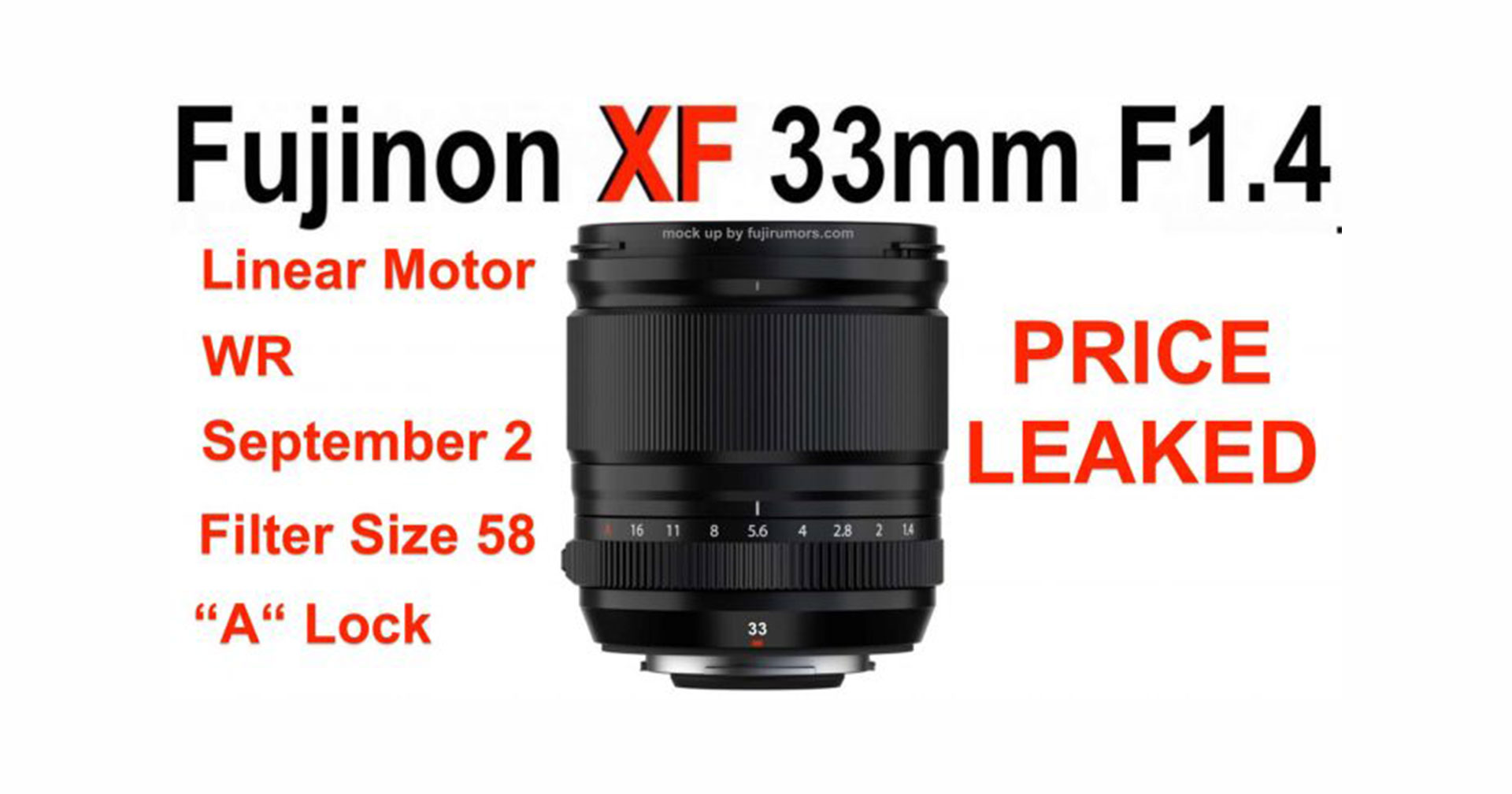 หลุดเพิ่ม! สเปกและราคา Fujinon XF 33mm f/1.4 R LM WR ก่อนเปิดตัววันที่ 2 ก.ย.