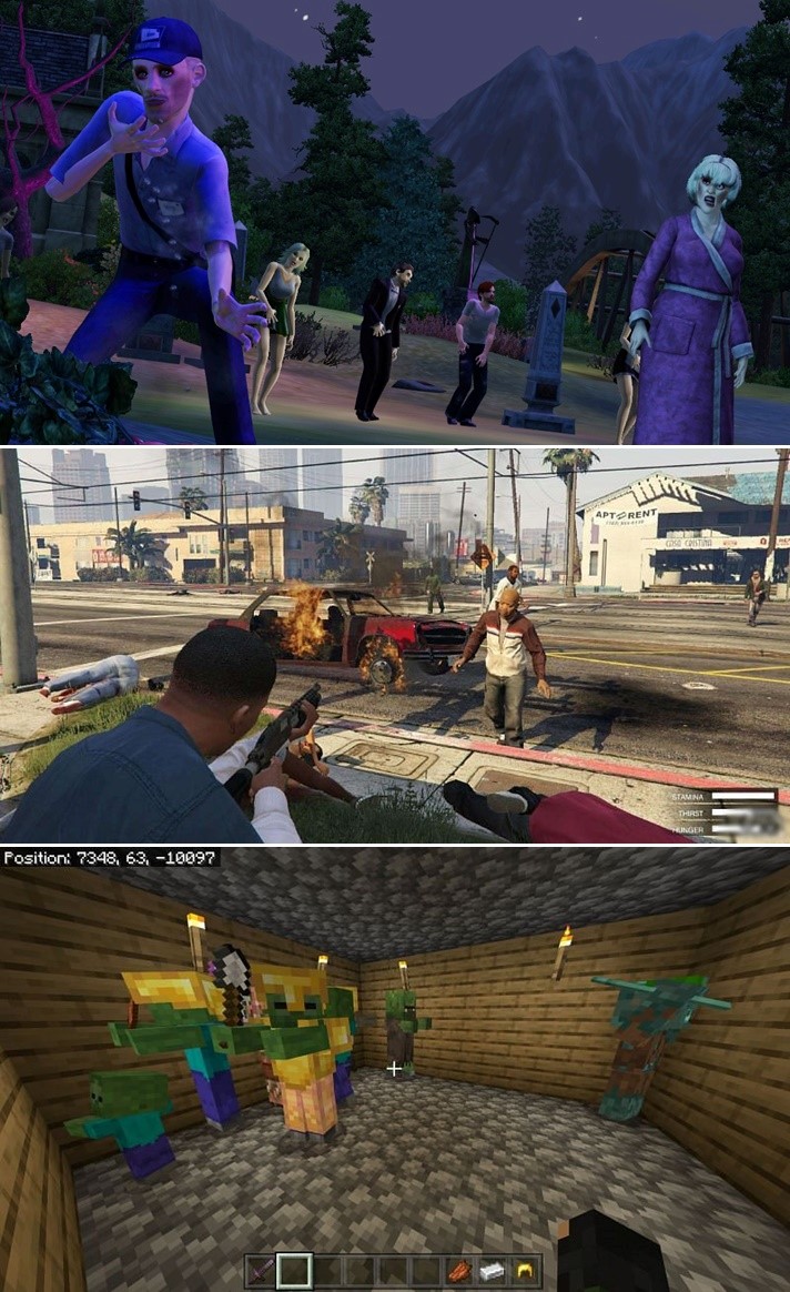 Grand Theft Auto V
The Sims 4
Minecraft