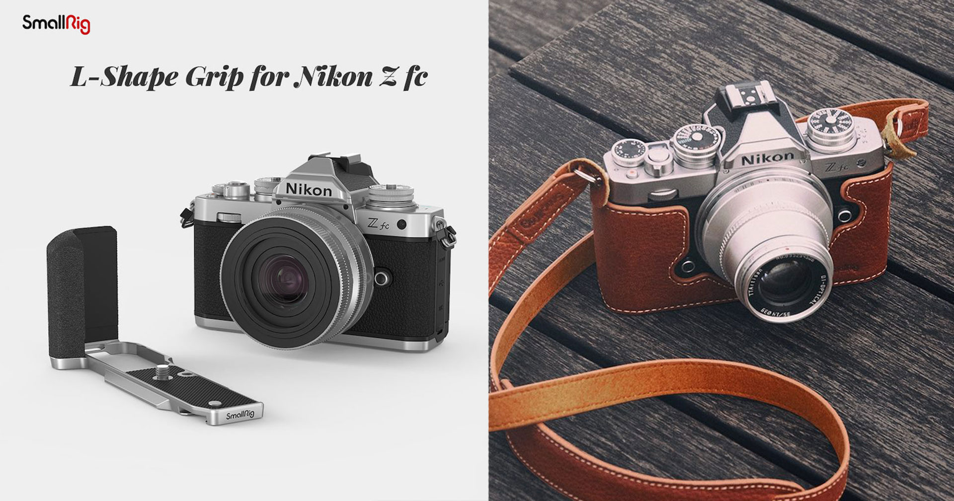 เสริมความหล่อให้กล้อง Nikon Z fc ด้วย L-shape grip, leather half case จาก SmallRig