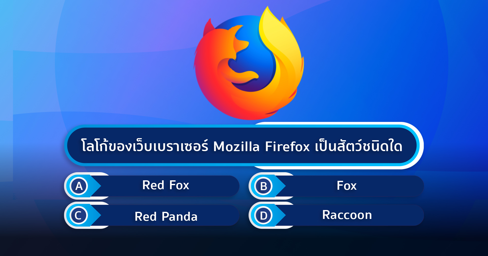 โลโก้ของเว็บเบราเซอร์ Mozilla Firefox เป็นสัตว์ชนิดใด?