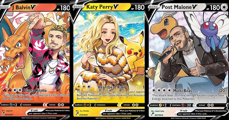 Katy Perry, Post Malone, J Balvin, Pokemon Cards