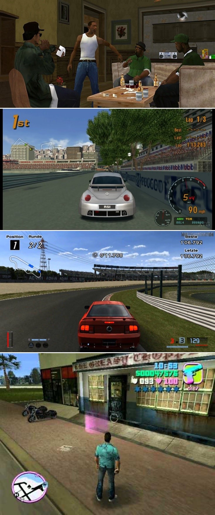 Grand Theft Auto San Andreas
Gran Turismo 3 A-Spec
Gran Turismo 4
Grand Theft Auto Vice City