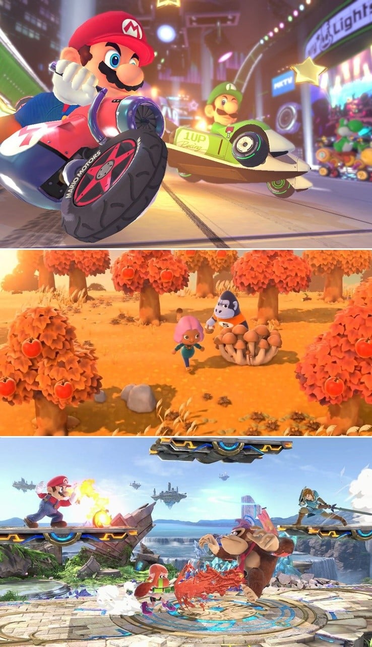 Mario Kart 8 Deluxe
Animal Crossing New Horizons
Super Smash Bros