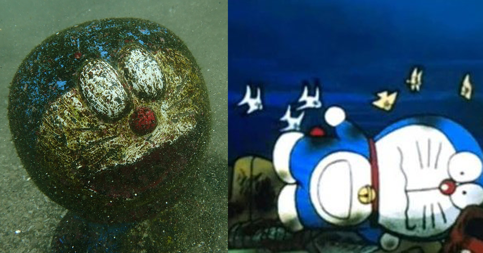 ค้นพบ ‘โดราเอมอน’ จมอยู่ใต้ท้องทะเล คล้ายกับฉากในการ์ตูนปี 1993