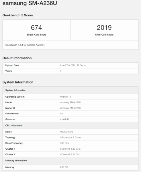 Samsung Galaxy A23 5G โผล่ทดสอบบน Geekbench : มาพร้อมชิป Snapdragon 695