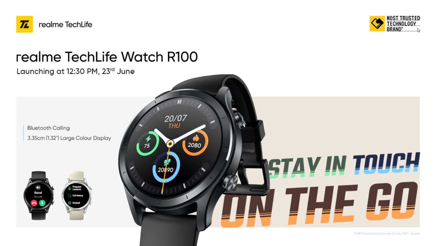 Realme จะเปิดตัว TechLife Watch R100 วันที่ 23 มิ.ย. นี้