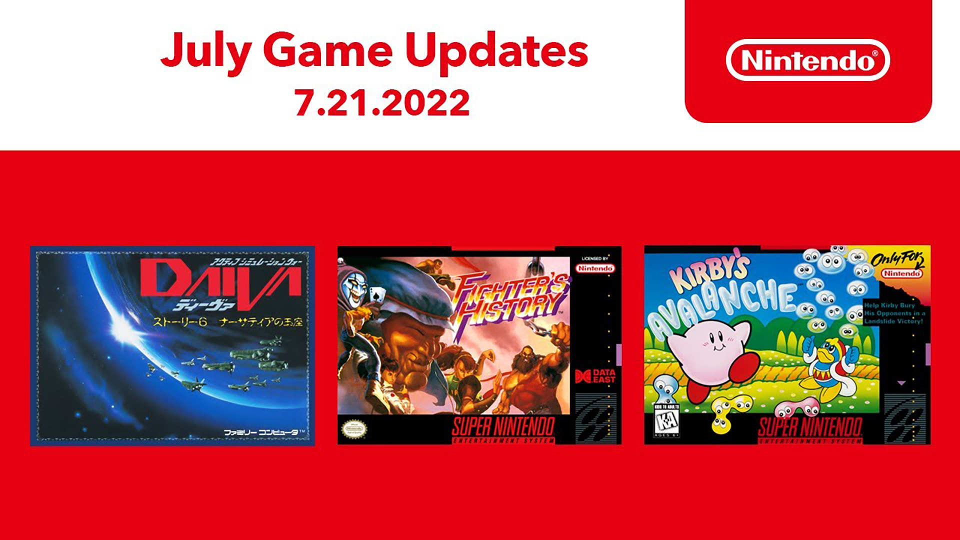 Nintendo Switch Online เพิ่มเกม Fighter’s History, Kirby’s Avalanche และ Daiva Story 6: Imperial of Nirsartia