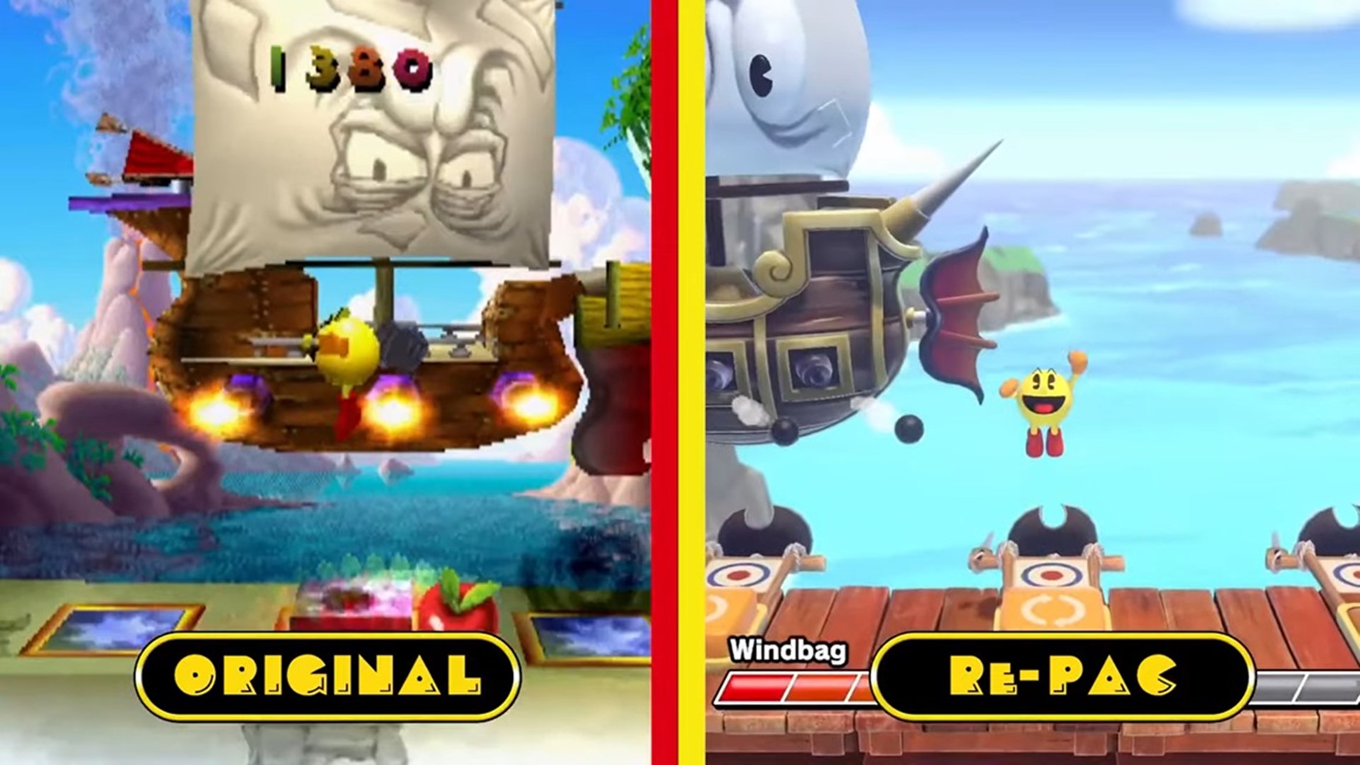 ชมคลิปเปรียบเทียบกราฟิกเกม Pac-Man World Re-Pac ต้นฉบับบน PS1 กับภาครีเมก