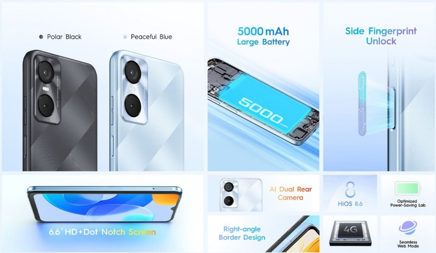 เผยสเปก Tecno Pop 6 Pro: จอ HD+ 6.6 นิ้ว, แบต 5,000 mAh, กล้องเซลฟี 5 ล้านพิกเซล