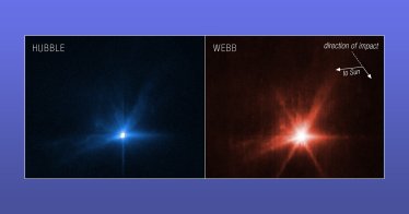 เผยภาพกล้องโทรทรรศน์ James Webb และ Hubble จับภาพการชนของยานอวกาศ DART กับดาวเคราะห์น้อย Dimorphos