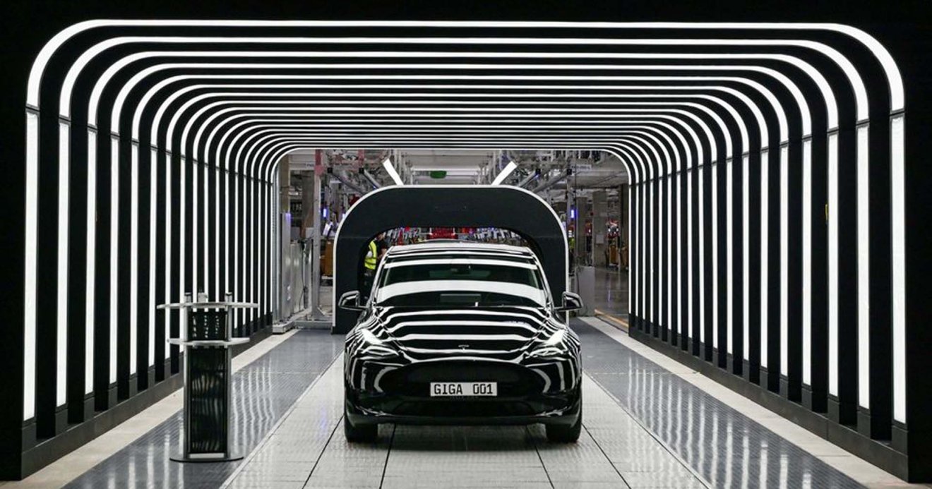 Model Y Tesla Gigafactory for electric cars in Gruenheide, Germany