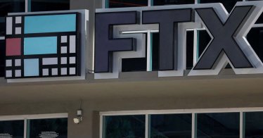 The logo of FTX is seen at the entrance of the FTX Arena in Miami, Florida, U.S