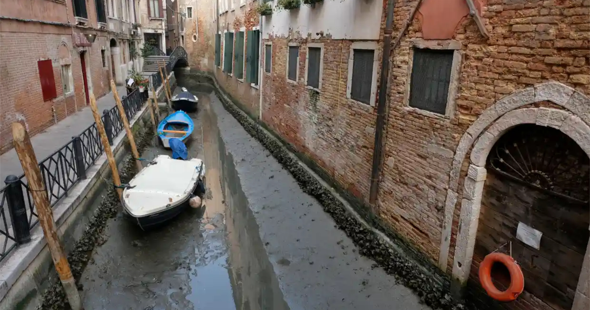 สุดช็อก! น้ำในคลองเวนิสแห้งขอด หลังอิตาลีเผชิญภัยแล้งรอบใหม่