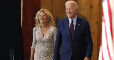 Joe Biden arrives with his wife Jill