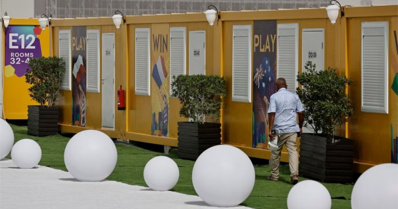 cabins at the Fan Village Cabins Free Zone ahead of the World Cup