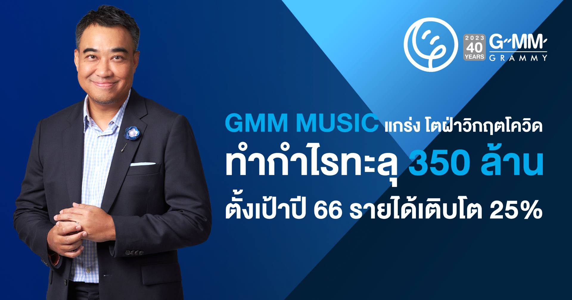 GMM MUSIC ฝ่าวิกฤตโควิดทำกำไรทะลุ 350 ล้านบาทตั้งเป้าปี 66 โต 25%