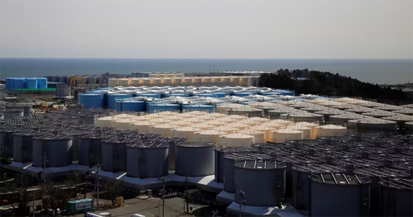 Storage tanks for treated water from the Fukushima Daiichi nuclear plant