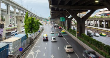 traffic motion during rush hour on vibhavadi-rangsit road in bangkok thailand