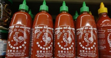 Bottles of Sriracha hot chili sauce