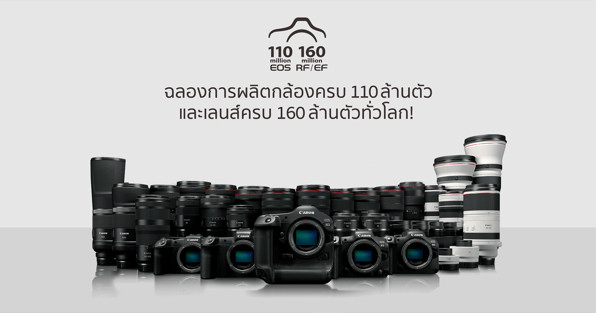 แคนนอน ฉลองชัยตอกย้ำความสำเร็จในการผลิตกล้องซีรีส์ EOS ครบ 110 ล้านตัว และเลนส์ RF/EF ครบ 160 ล้านตัว