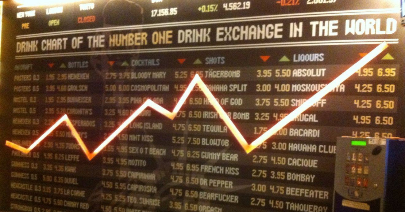 Dow Jones Bar in Barcelona acts like a stock exchange