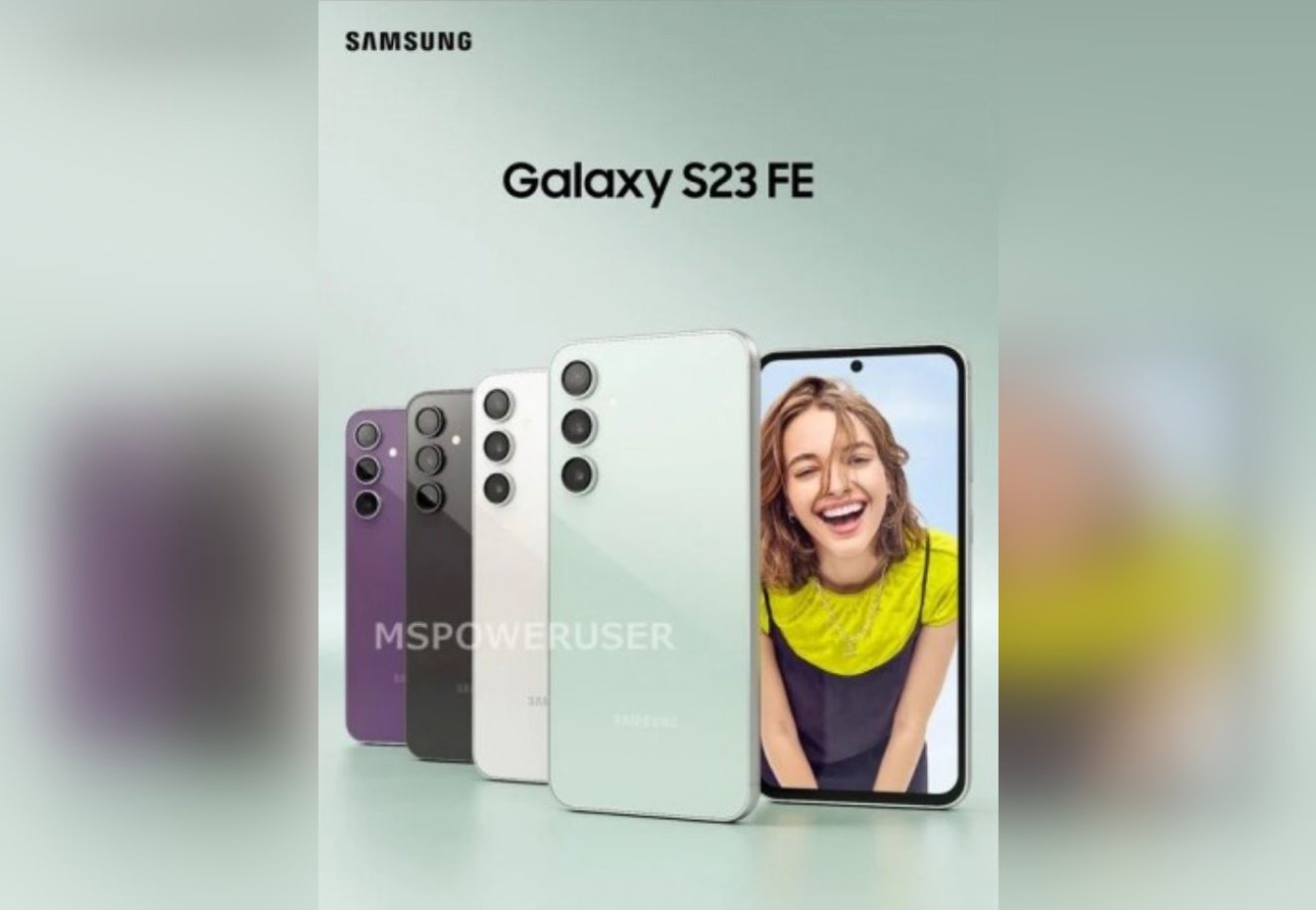 หลุดภาพโปรโมต Samsung Galaxy S23 FE ที่เผยตัวเลือกสีเครื่องถึง 4 สี