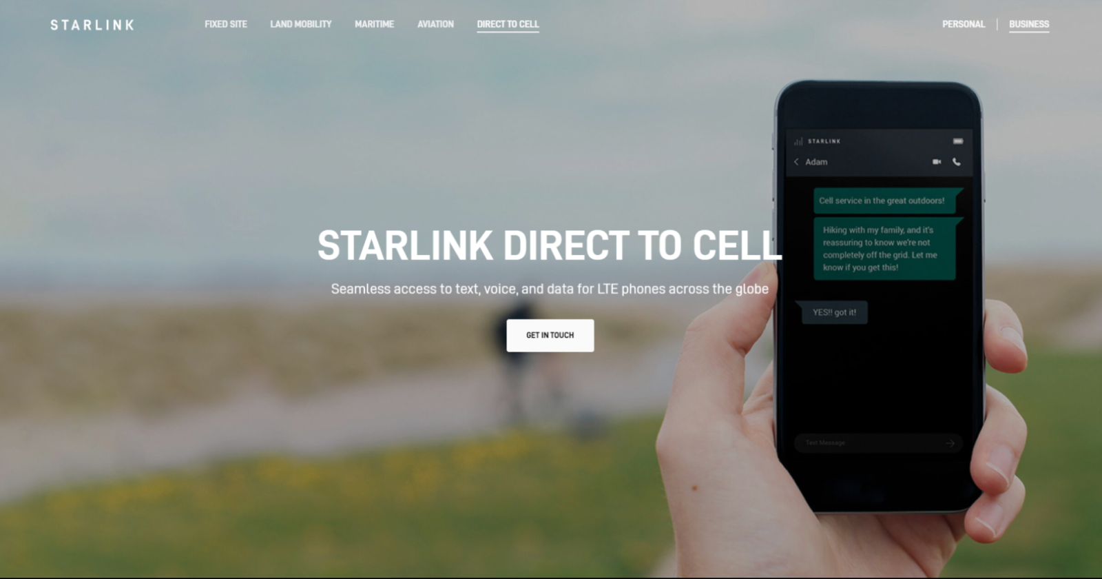 SpaceX ปล่อยหน้าเว็บโปรโมตบริการสื่อสารดาวเทียม Starlink ไปยังโทรศัพท์มือถือโดยตรง