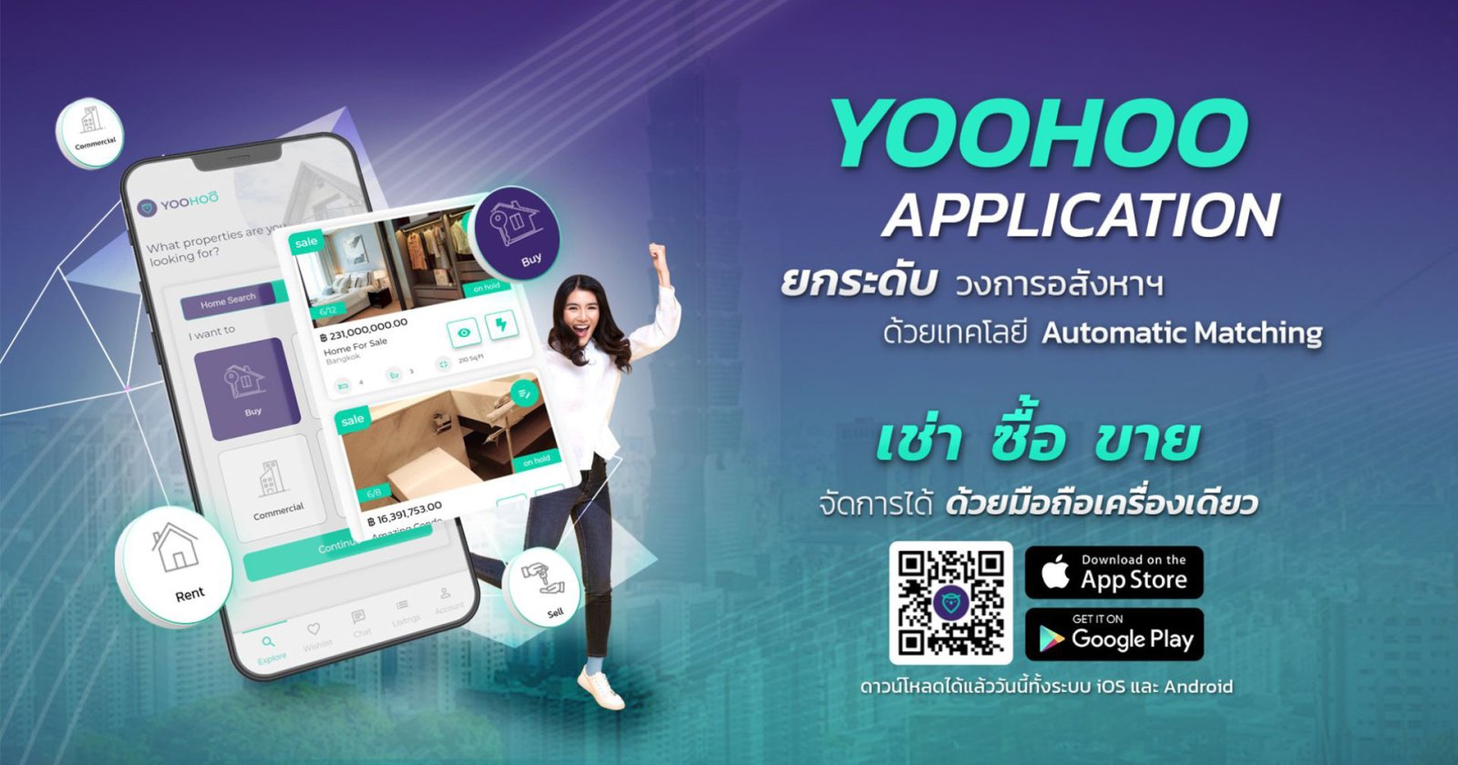 Yoohoo เปิดตัวแอปฯใหม่เอาใจกลุ่มซื้อ-ขาย เช่าอสังหาริมทรัพย์ ฟีเจอร์ใช้งานง่าย มาพร้อม Ai