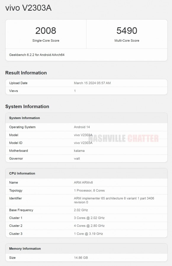 Vivo X Fold3 Geekbench