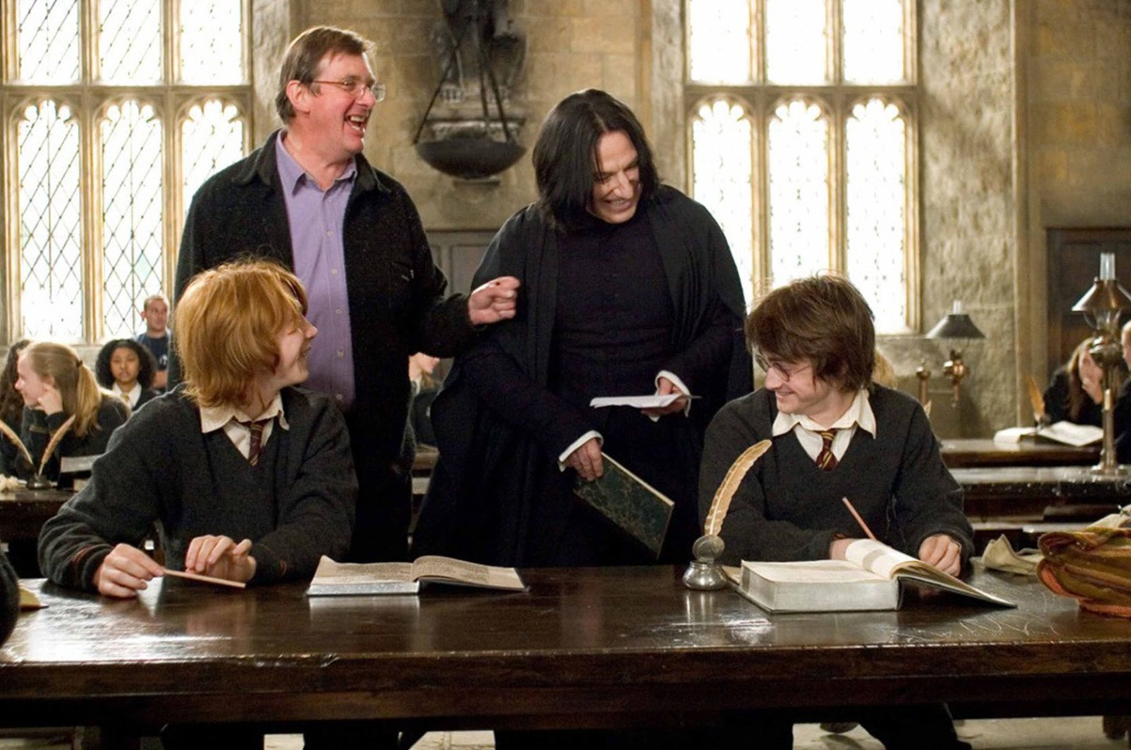 Mike Newell, Alan Rickman, Rupert Grint and Dan Radcliffe