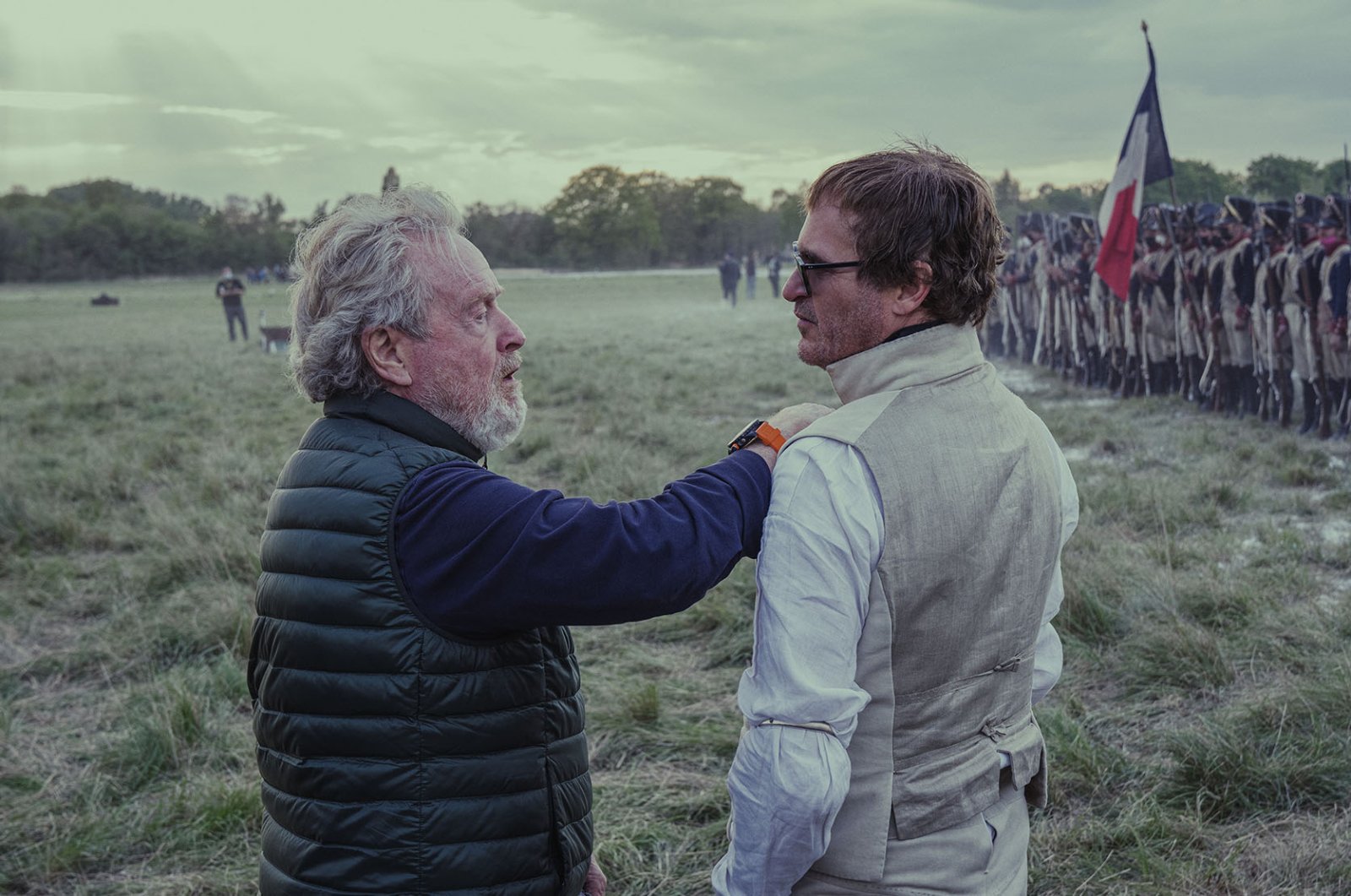 Ridley Scott and Joaquin Phoenix behind-the-scenes of Napoleon