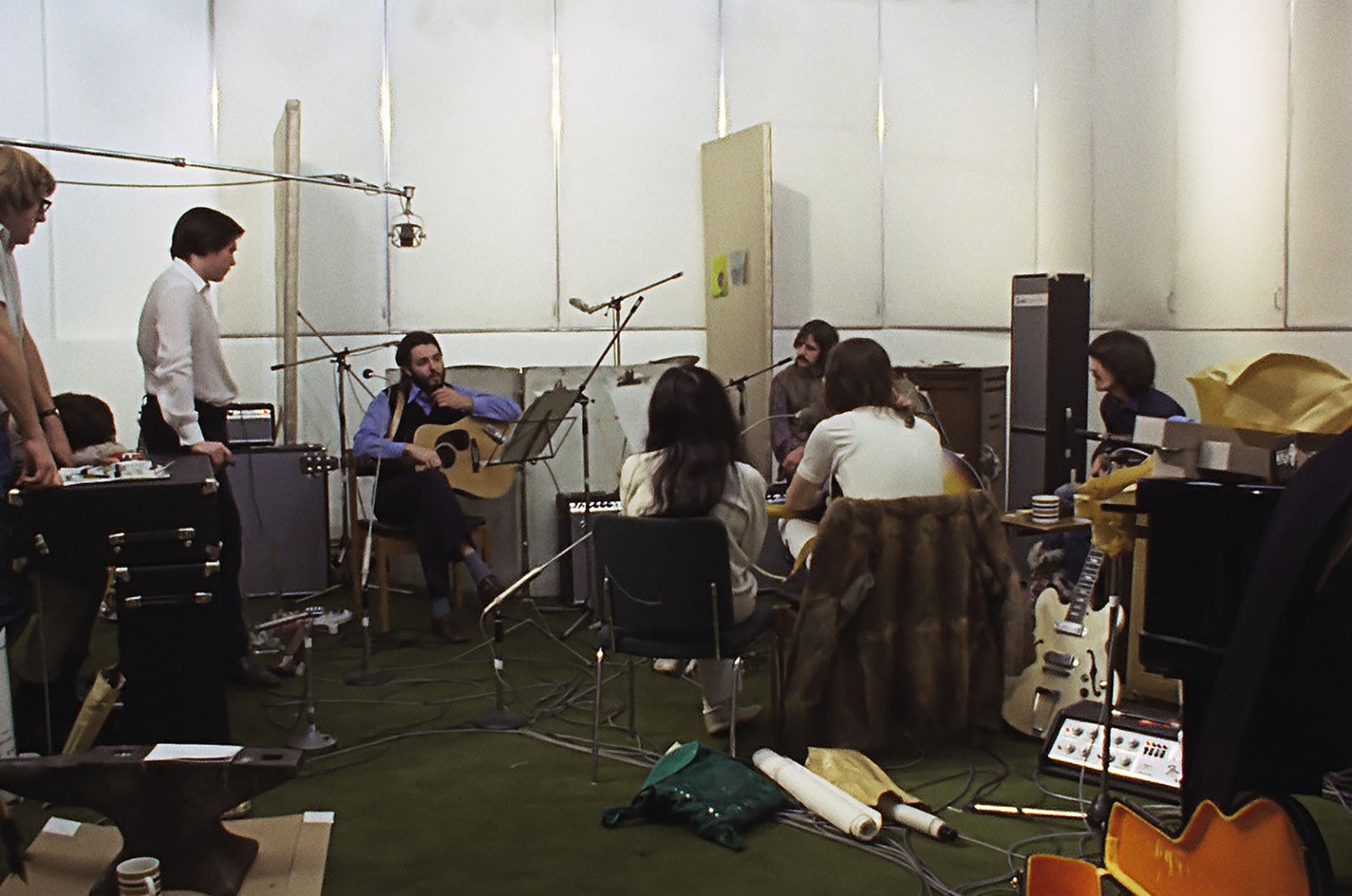 Ringo Starr, Paul McCartney, John Lennon, and George Harrison in THE BEATLES GET BACK. Photo courtesy of Apple Corps Ltd