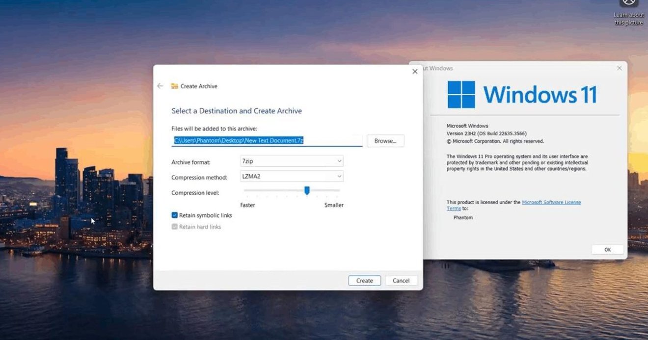 Windows 11 จะรองรับการสร้างไฟล์ TAR และ 7Z (7-Zip) ใน File Explorer ในตัว