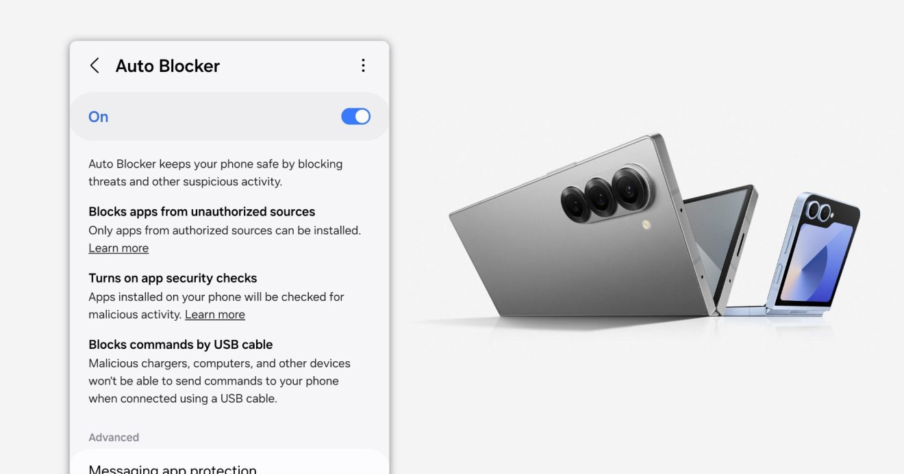 ชาว Galaxy อุ่นใจได้ พบ One UI 6.1.1 บน Z Fold6 และ Flip6 ตั้ง Auto Blocker เป็นค่าเริ่มต้น ป้องกันติดตั้งแอปฯ อันตราย