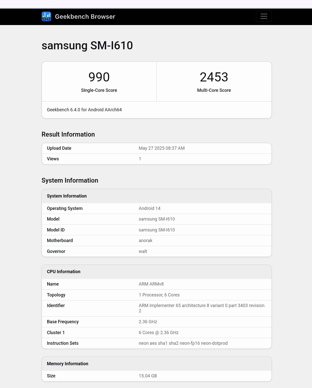 Project Moohan Geekbench