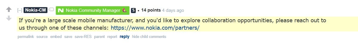 Nokia Reddit Post
